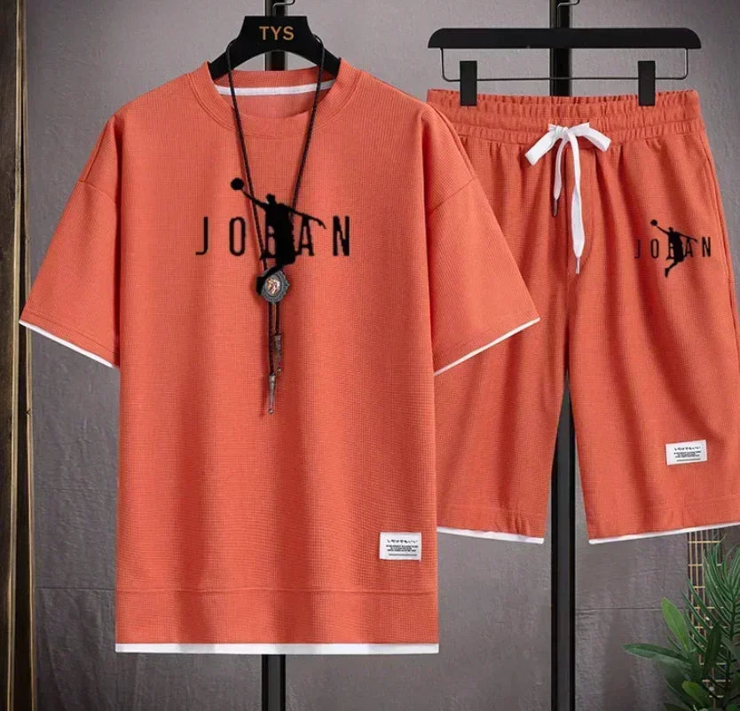Men's 2026 Summer 2 Piece Set Casual Blazer + T-Shirt Shorts Set Fashion Designer Smart Casual Outfit Streetwear Tracksuit