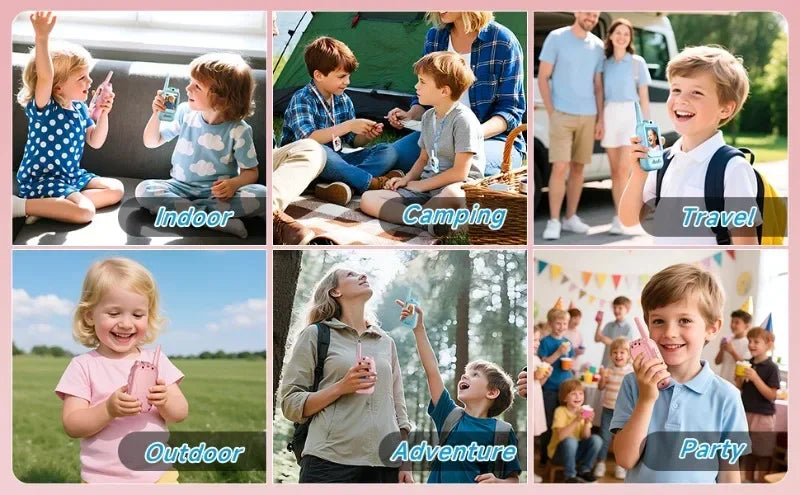 2PC Kids HD-Video Walkie Talkies 3 Styles Intercom USB Charging Indoor Outdoor Boys Girls Age 3+ for Child's Toys Birthday Gifts