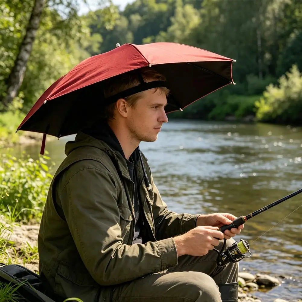Hands Free Umbrella Hat Black Coating UV Protection Foldable Sun Shade Caps Waterproof Headwear For Fishing Hiking Camping
