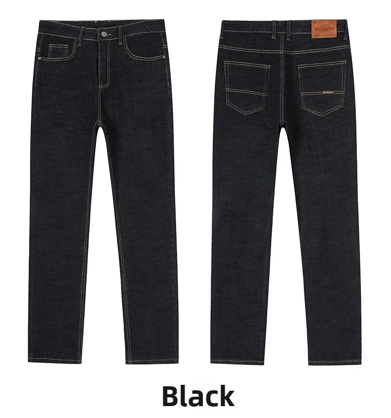 2026 Stretch Stretch Fashion Classic Blue Black Work  New Business Men's Jeans Casual StraightDenim Trousers Male Brand Clothing