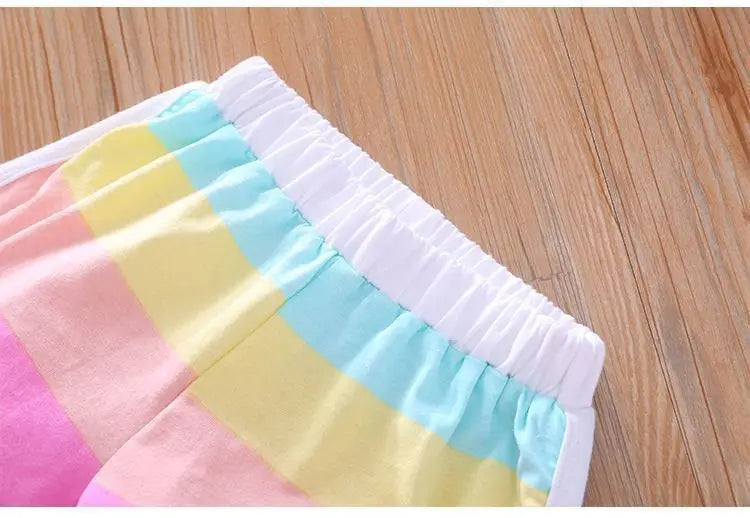 2026 Summer Baby Kids Clothes Sets Cut Striped Cartoon Printed Girls and Boys Vest and Shorts 2 Pieces Sets Children's Outfits