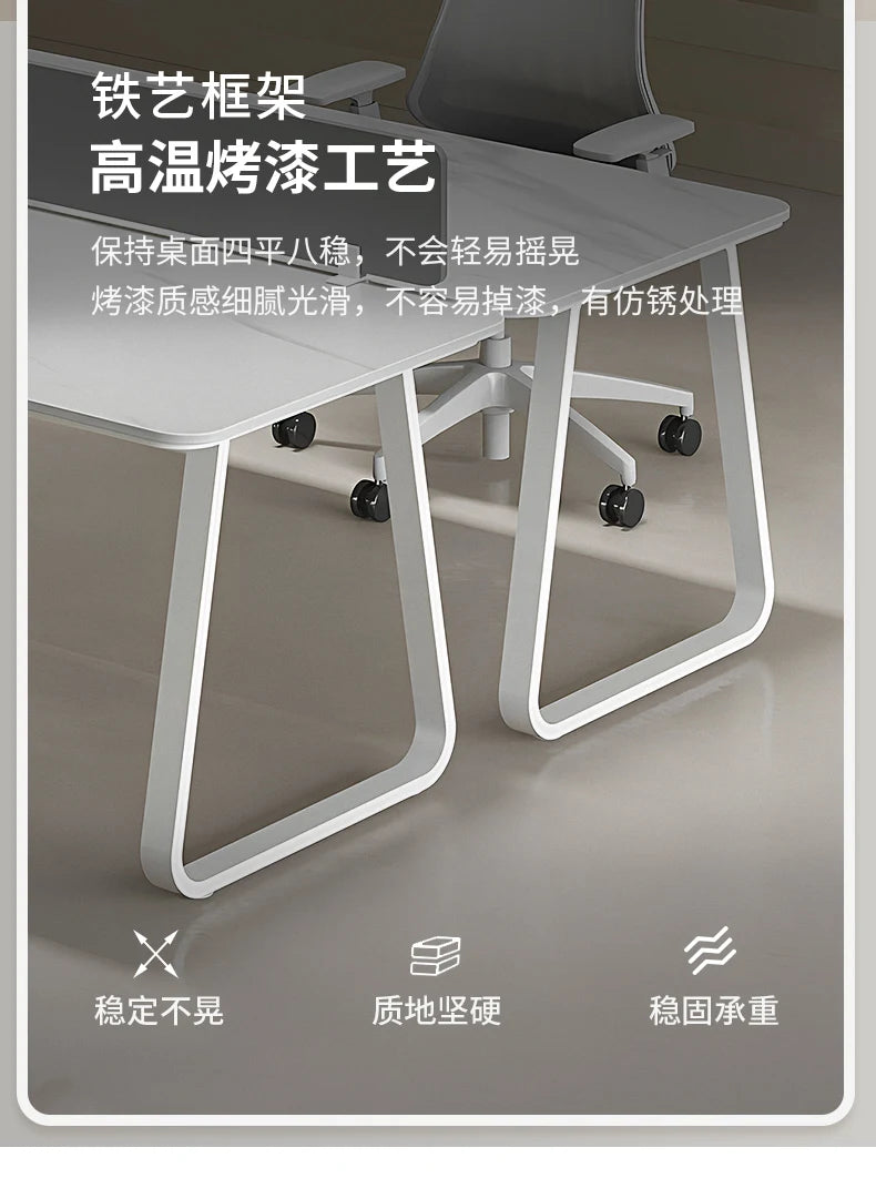 CZ Rock Slab Office Desk and Chair Set for Staff, Simple Modern Face-to-Face Double Seat Partition Screen Employee Desk