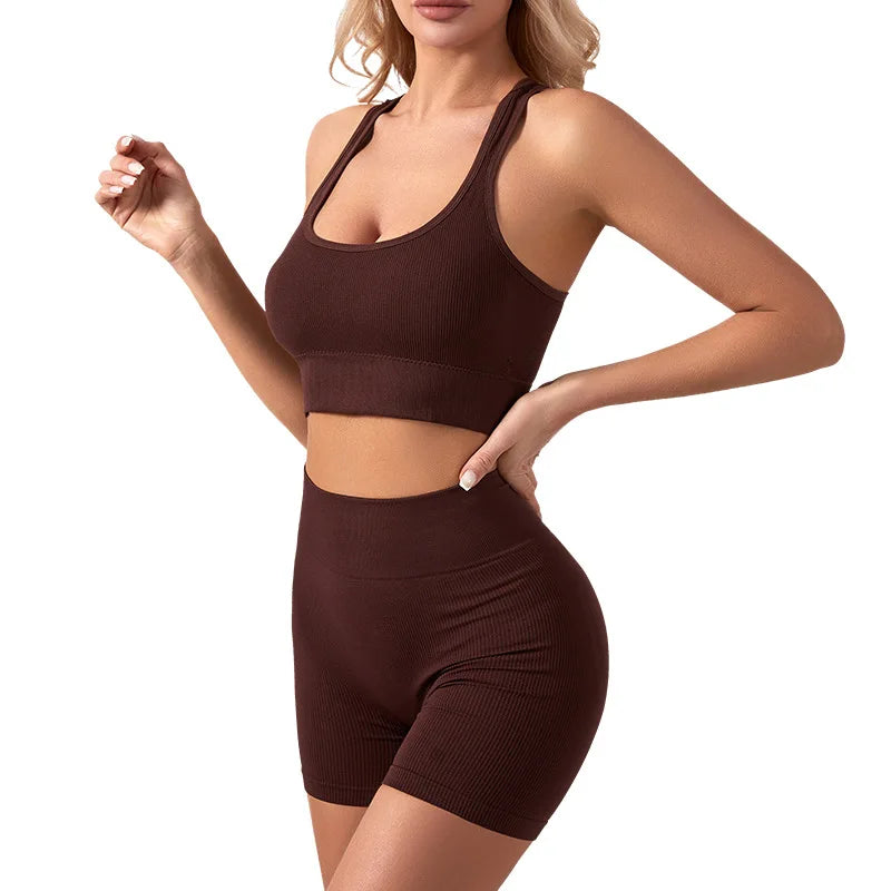 1Set Womens Underwear Set Wireless Lingerie Panties Bra Female Sexy Seamless Tank Crop Top Lady Sports Fitness Yoga Clothing Set