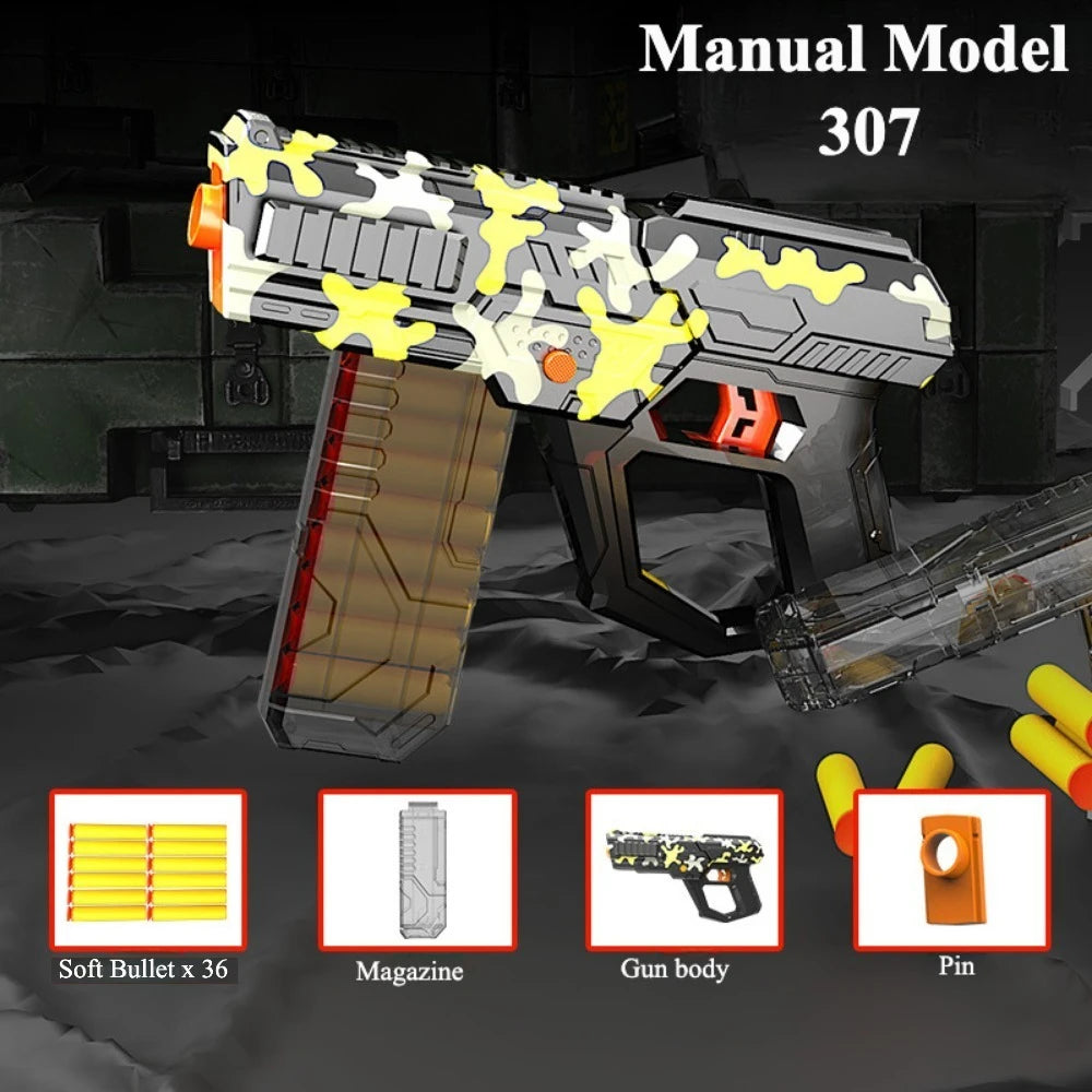 Soft Bullet Gun Toy Gun Auto-Manual Sport Game Outdoor Shooting Games Education Toy for Kids Boys Adult