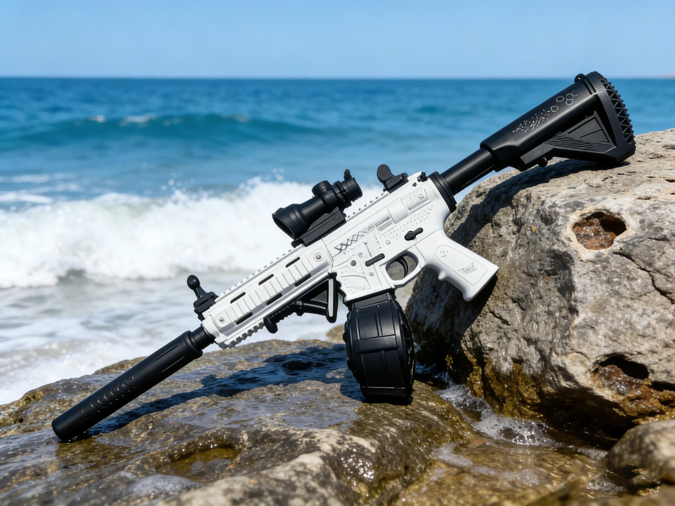 M416 Gel Ball Blaster Gun,30m Long Range,7.4V Battery & Safe Gel Beads, Cool Design for Outdoor Team Battle Games - Perfect Gift