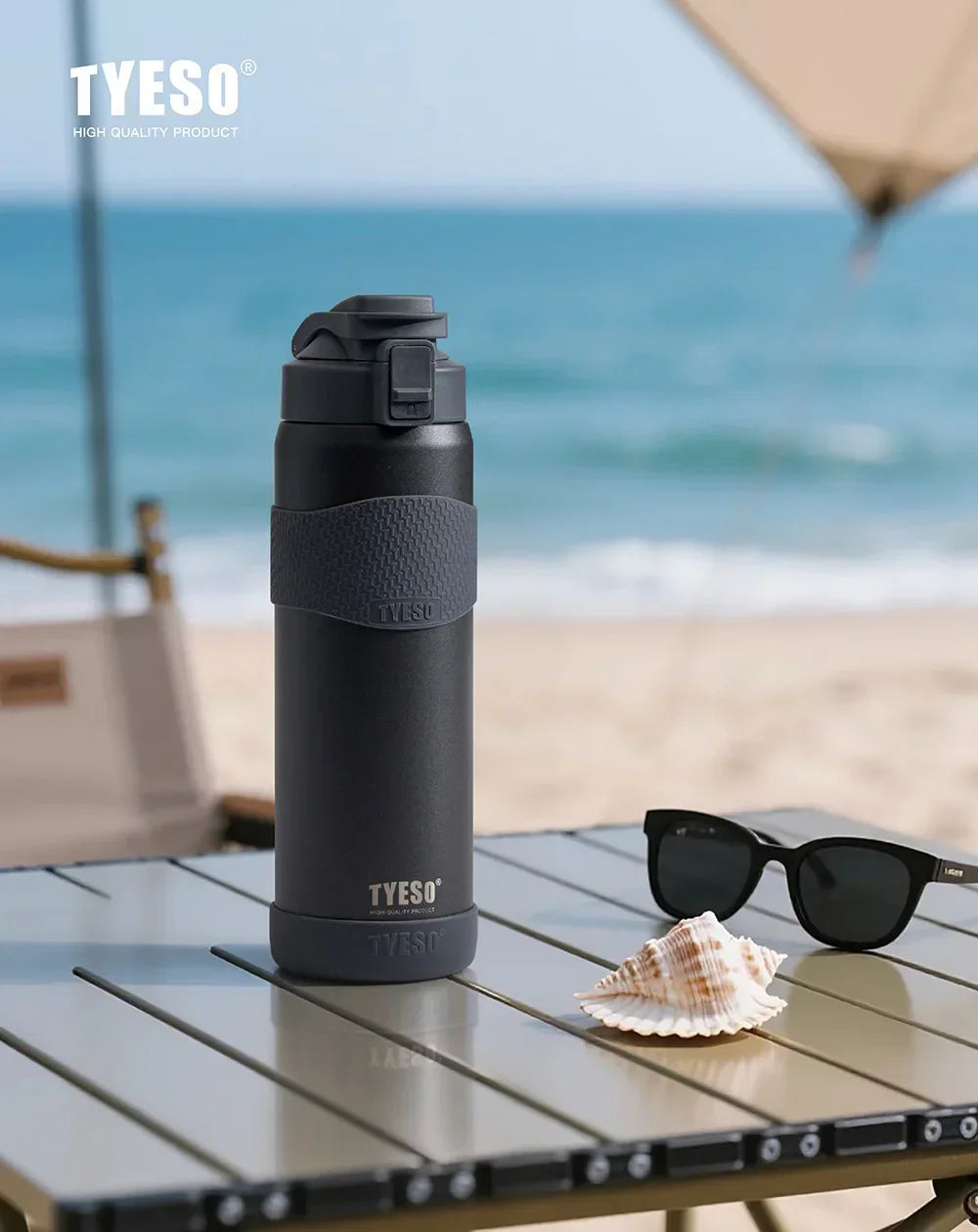 TYESO Vacuum Flasks Insulated Water Bottle 24H Cold 12H Hot Stainless Steel Leakproof Sports Bottle for Gym Travel Drinkware