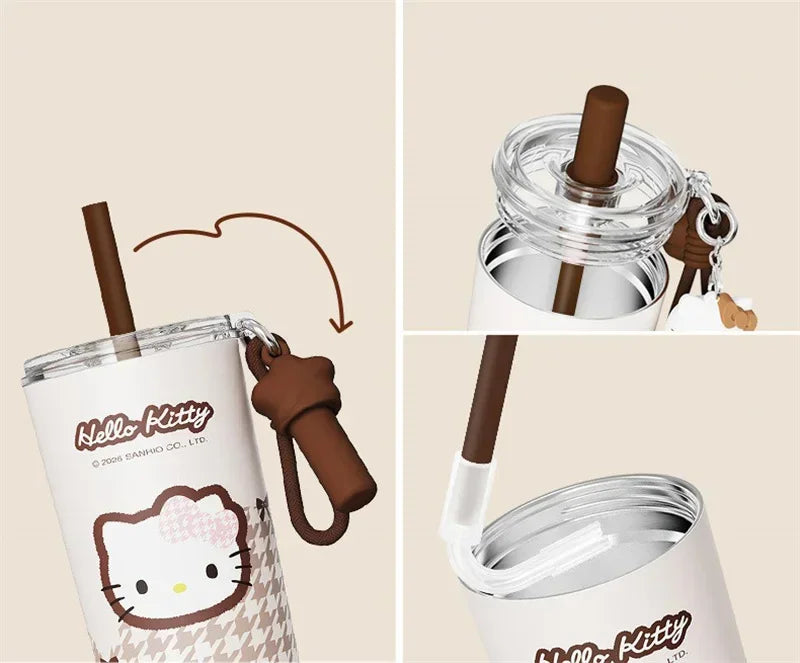X&W Hello Kitty Insulated Cup Leak Proof 530-700ml with Pendant and Carrying Rope To Keep Office/Home Beverages Hot and Cold