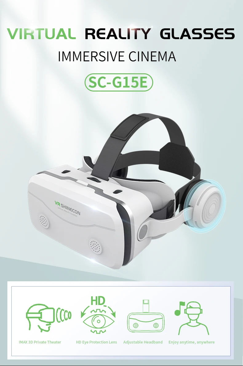 Virtual Reality VR Glasses 3D Headset Devices Viar Helmet Goggles Lenses Smart For Smartphones Phone Mobile Realidade Headphone