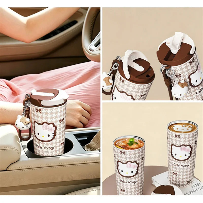 X&W Hello Kitty Insulated Cup Leak Proof 530-700ml with Pendant and Carrying Rope To Keep Office/Home Beverages Hot and Cold