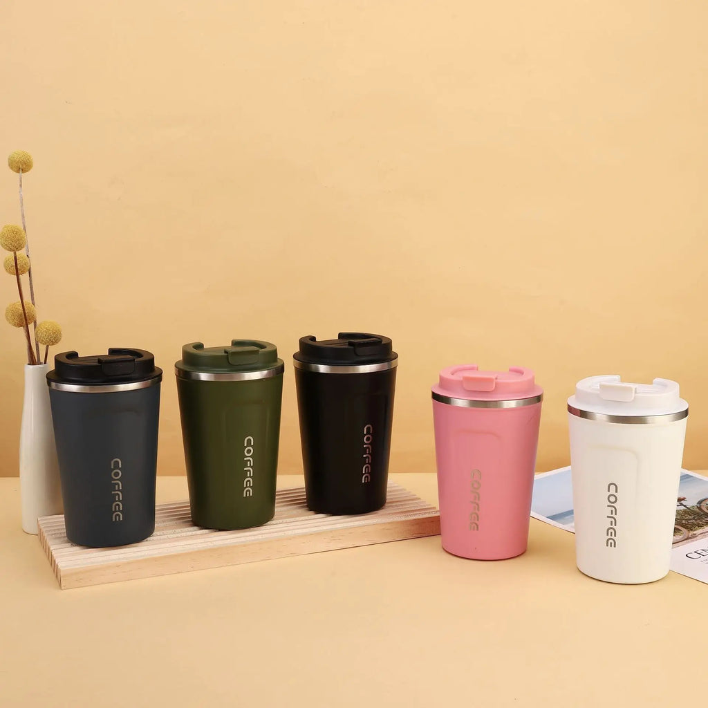 Thermo Cafe Coffee Mug Car Thermos Mug 380/510ML Leak_Proof Travel Thermo Cup for Tea Water Coffee Double Stainless Steel