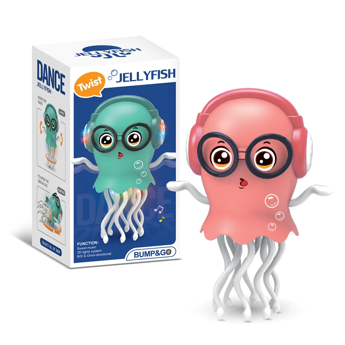 Electric Dancing Jellyfish Toy Obstacle Avoidance Robot Toy with Music 3D Flashing Light Interactive Sensory Play Toy Kids Gifts