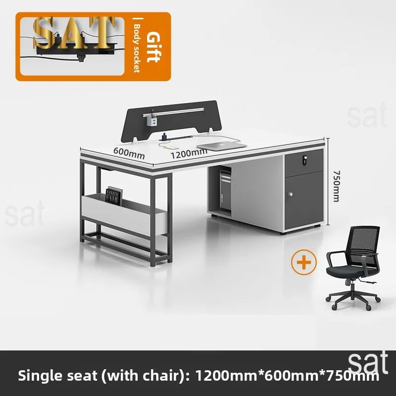 ！@Office Staff Desk and Chair Set: Simple, Modern, 4/6-person, Double-seat, Office Screen Cubicles, Financial Workstations
