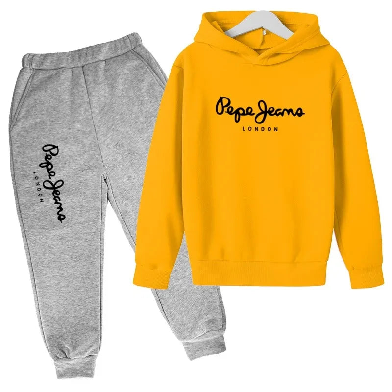 Leisure Letter Print 2pcs Hoodie+Pants Tracksuits 3-13 Years Boys Girls Spring Autumn Outfits Streetwears Children Clothes