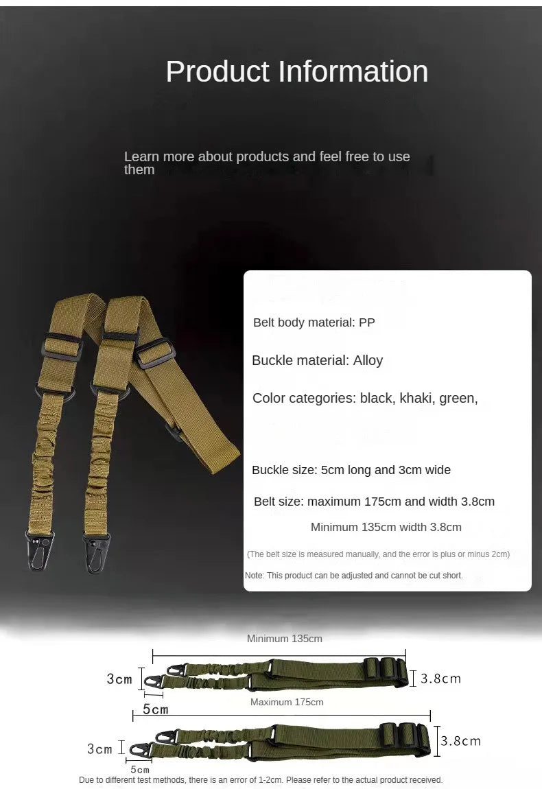 Tactical Two Points Sling Shoulder Strap Army Durable Nylon Rifle Belt Heavy Duty Sling for Outdoor Hunting Sports Accessories