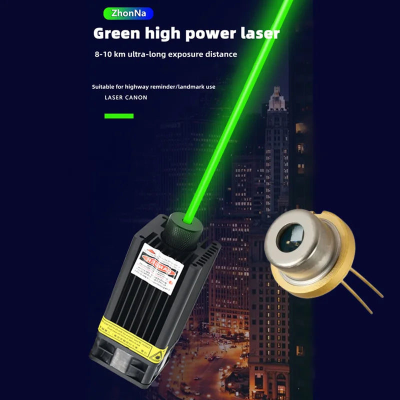 520nm 3 Green Laser Module Landmarks and Airport Bird Repelling BeamsAluminum Heating Dissipation For Parts Factorydirect Sales