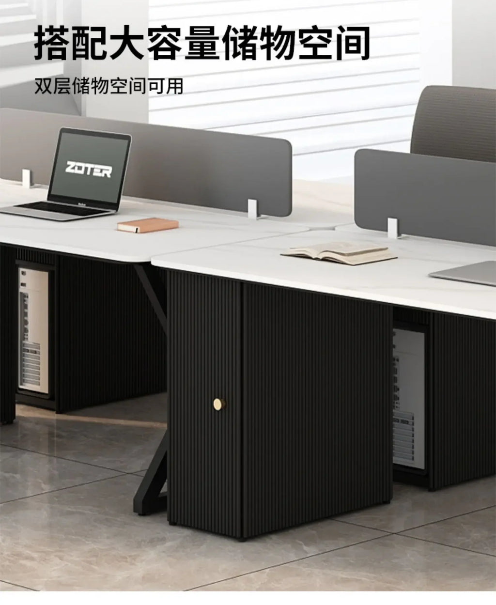 CZ Rock Slab Staff Office Desk and Chair Set Simple Modern White Computer Desk Office Partition Employee Desk