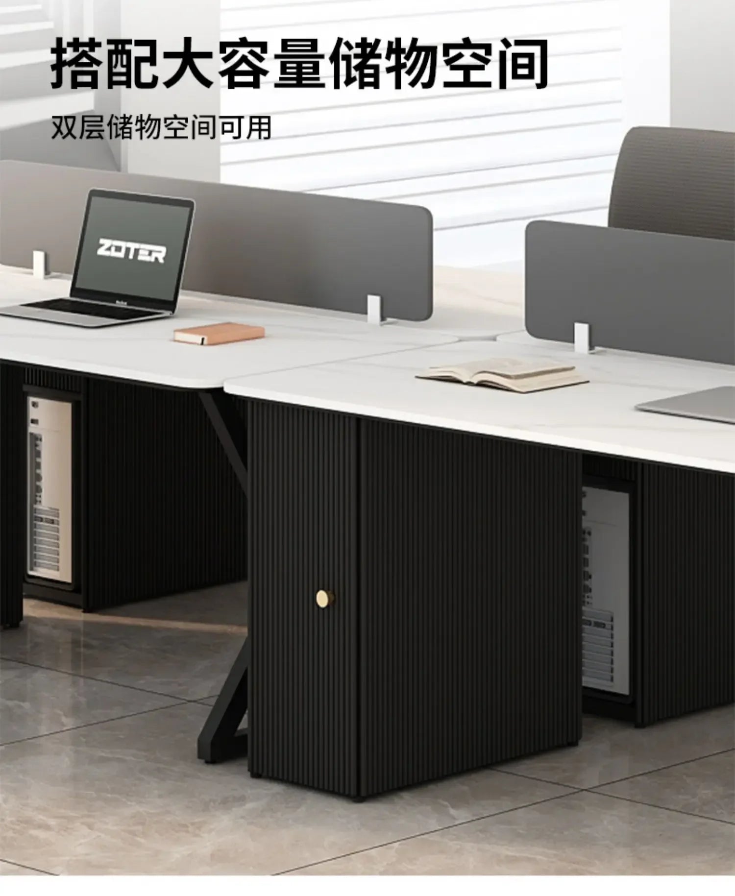 CZ Rock Slab Staff Office Desk and Chair Set Simple Modern White Computer Desk Office Partition Employee Desk