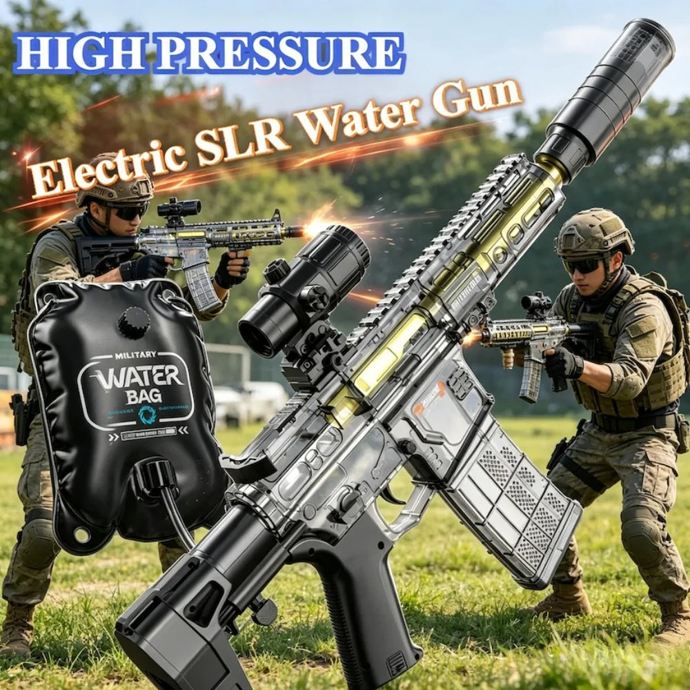 Powerful Electric Water Gun Toy Capacity High Speed Long Range Continuous Shooting SLR Model Summer Outdoor Toys