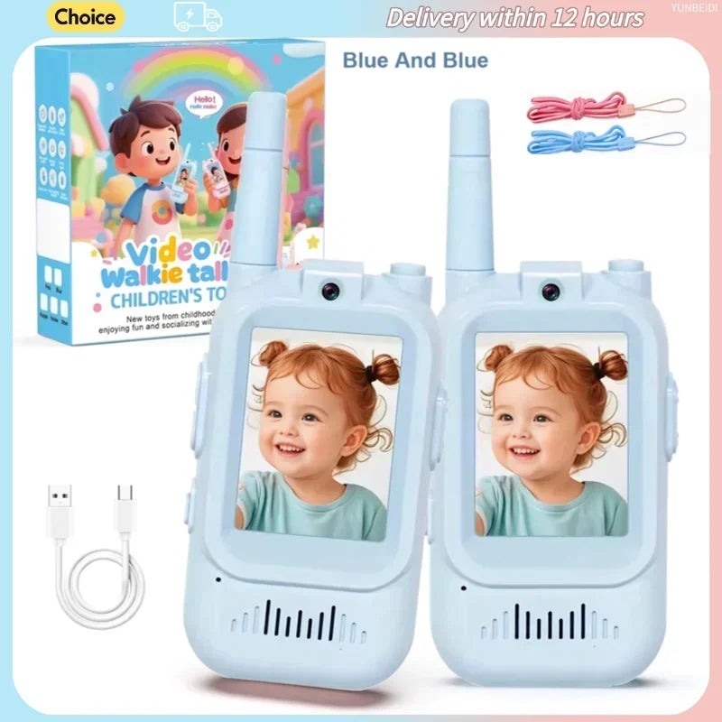 2PC Kids HD-Video Walkie Talkies 3 Styles Intercom USB Charging Indoor Outdoor Boys Girls Age 3+ for Child's Toys Birthday Gifts