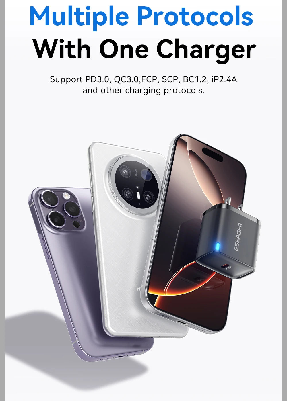 Cargador Mini USB-C 30W | Compacto y Potente - Compatible iPhone y Samsung