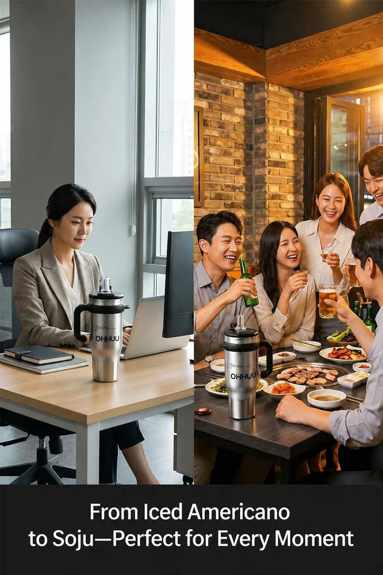 1200ml Vacuum Insulated Travel Mug 316 Stainless Steel Tumbler with Handle Straw Tea Infuser Double Lid Keep Cold Hot for Home
