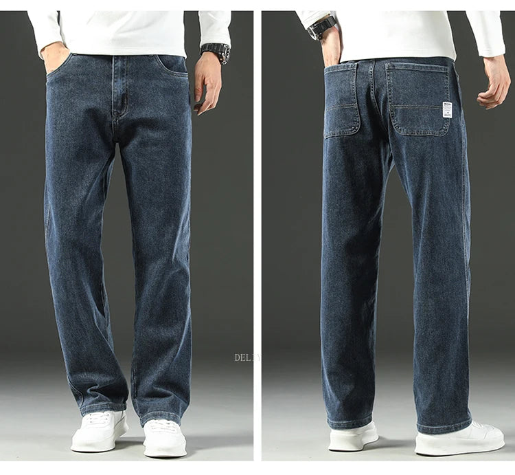 2026 New Y2K  Autumn and Winter Baggy  Jeans Men's  Loose Straight Wide-leg Business Trousers Mens Clothing