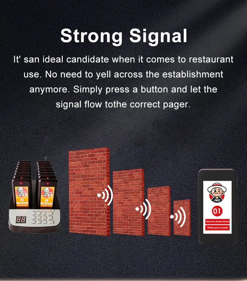 Restaurant call pager system 16 coaster buzzer wireless call free custom 20 paegrs waterproof food Cafe