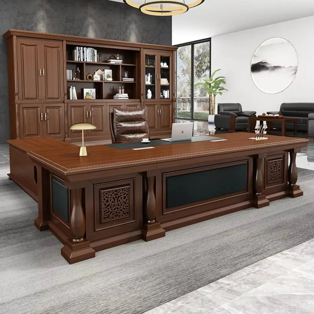 Contemporary Chinese Style CEO Desk Chair Set Luxury Boss Desk For Office Home
