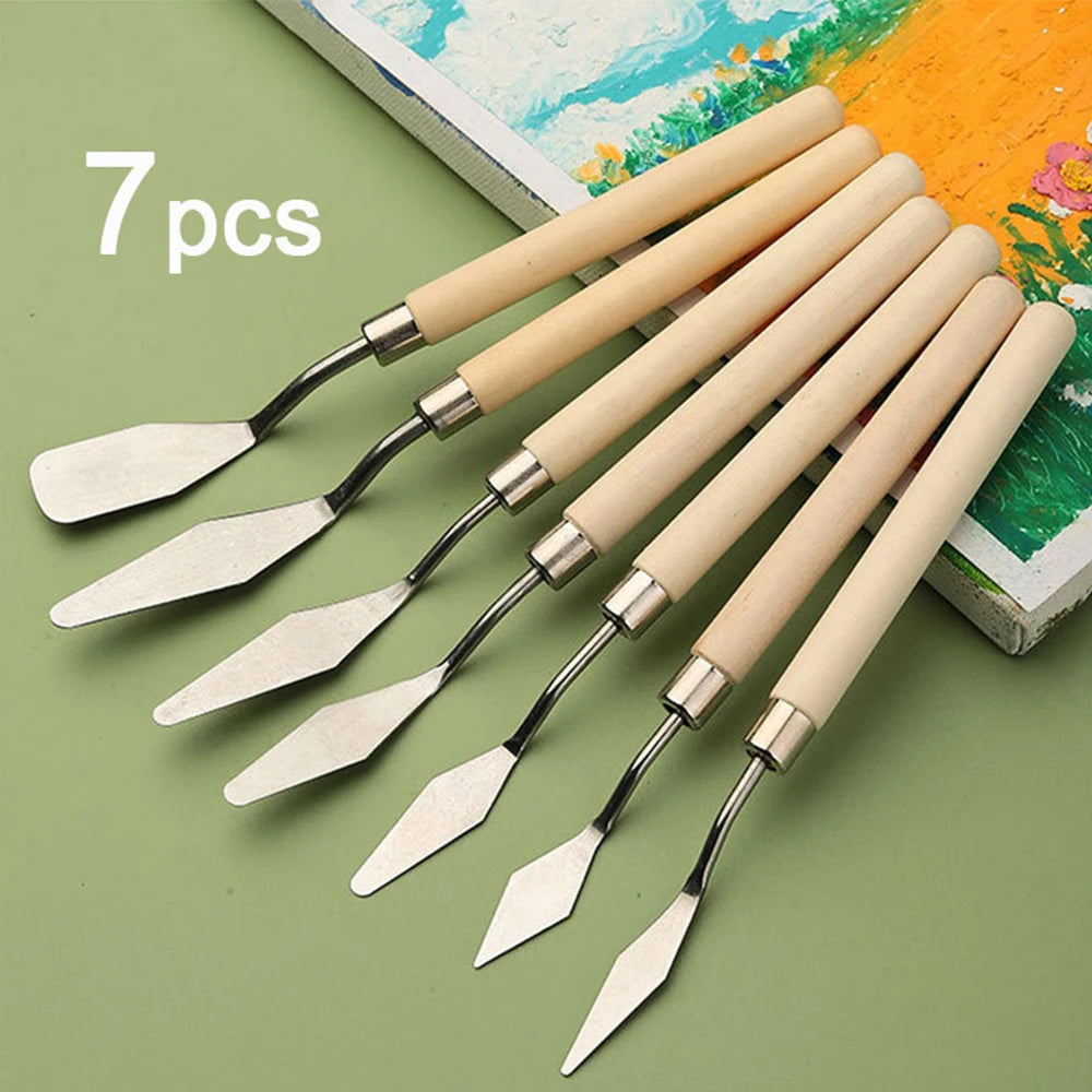 7pcs/Set Oil Paint Knife For Cake Painting Design Accessories Mini Palette Knife Baking Spatula Clay Sculpting Tool