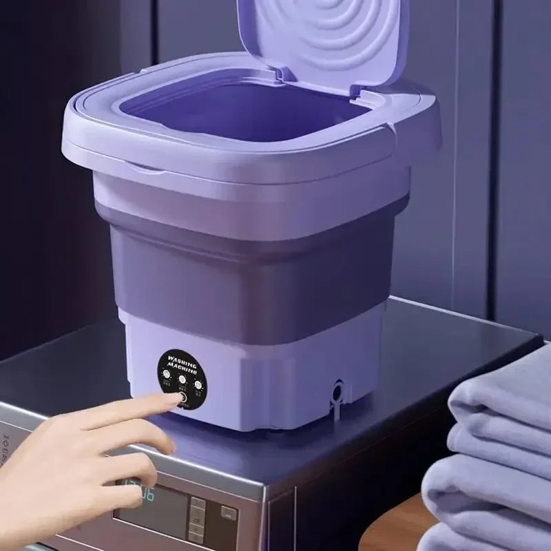 8L Foldable Washing Machine with Spin Dryer Apartments Travel Portable Socks Underwear Panties Baby Clothe Washer Machine