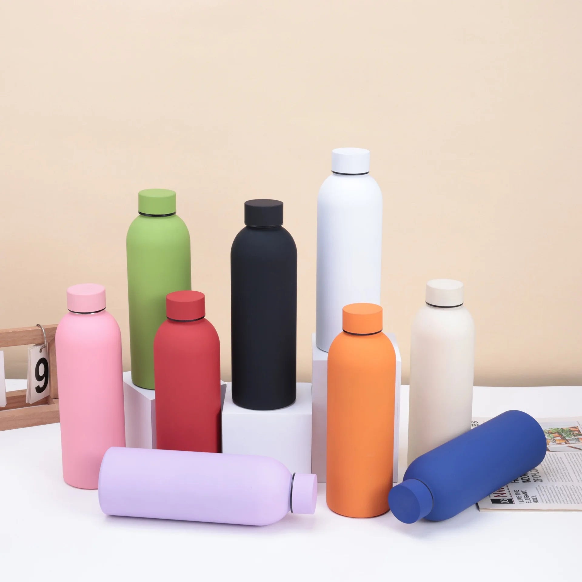 500ml Insulated Bottle Solid Color 304 Stainless Steel Jug with Lid Large Capacity Ice Coffee Cup Portable for Driving Travel