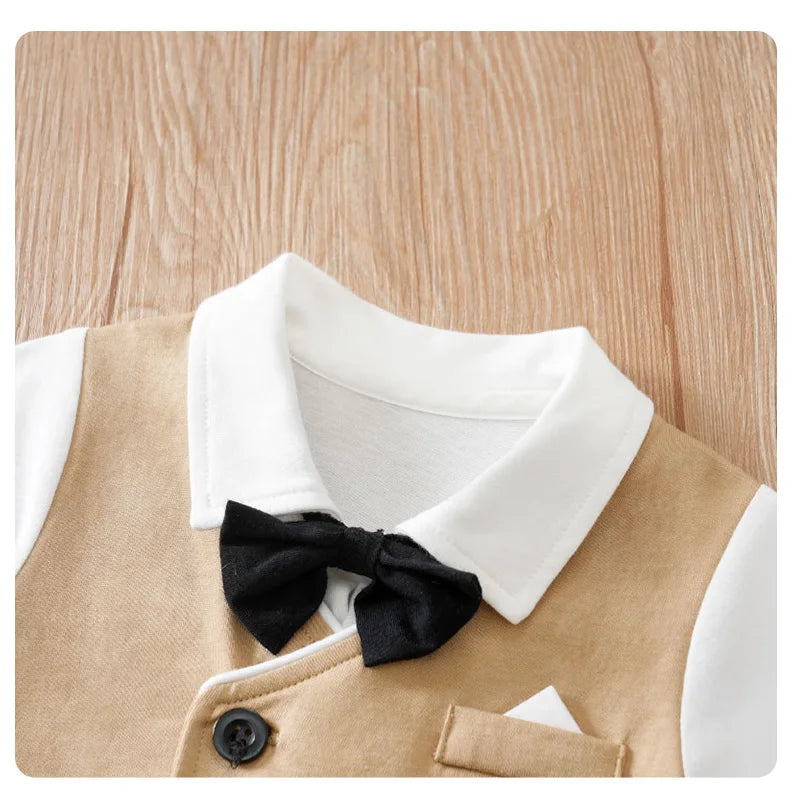 0-18 Baby Bodysuit Gentleman Style Handsome Formal Cotton Comfortable Soft Boys And Girls Summer Short Sleeved Newborn Clothes