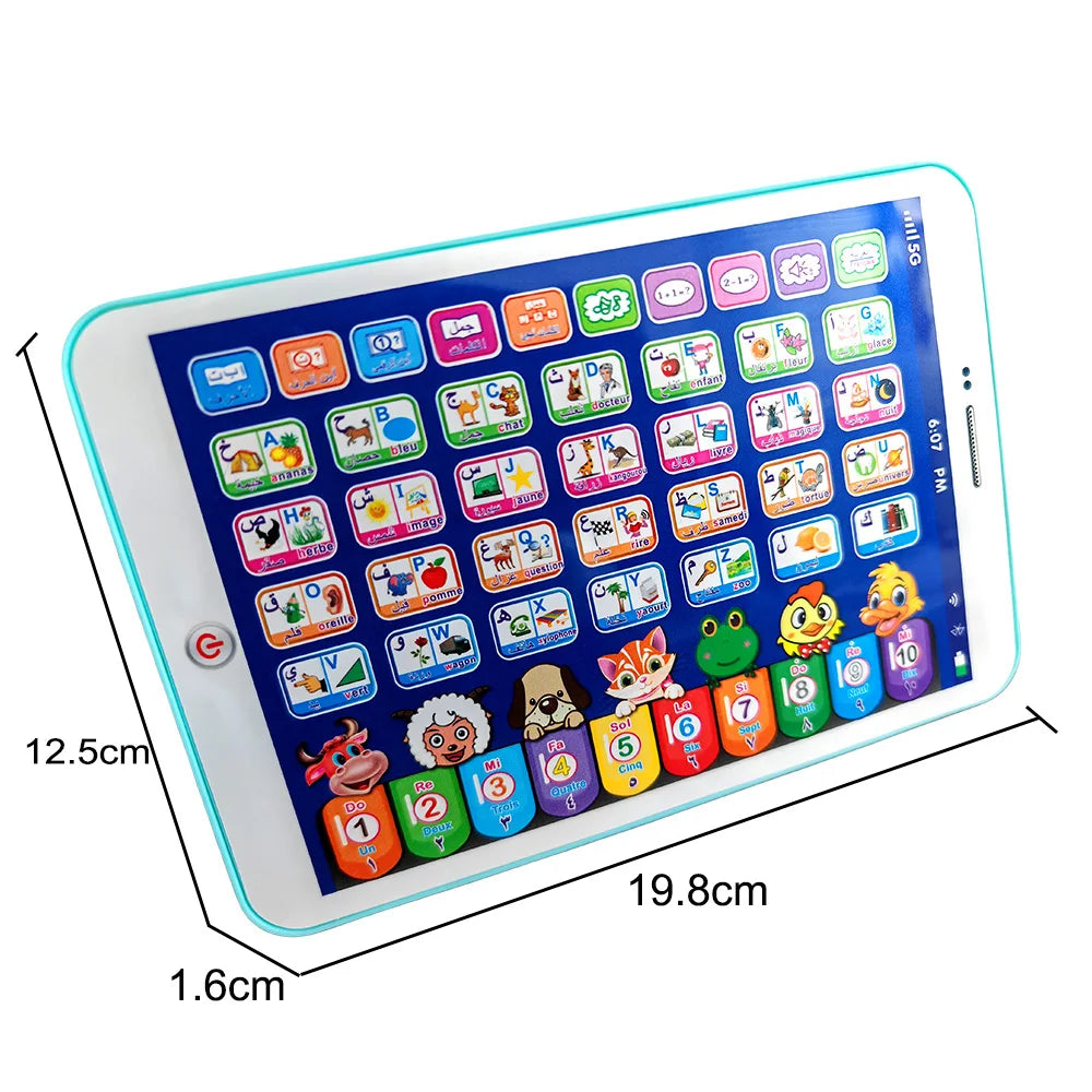 French Arabic Bilingual Voice Point Reading Machine Tablet Children's Learning Machine Simulation Computer Pad Toy for Toddlers