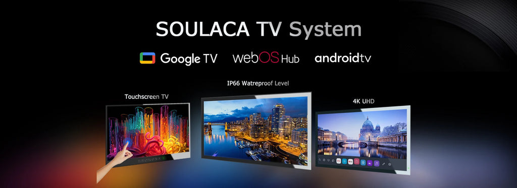 Soulaca 55-inch Waterproof Smart Android Outdoor TV 2000nits Full Sun TV 4K Dolby Atmos HDR 10 Weatherproof Television Support