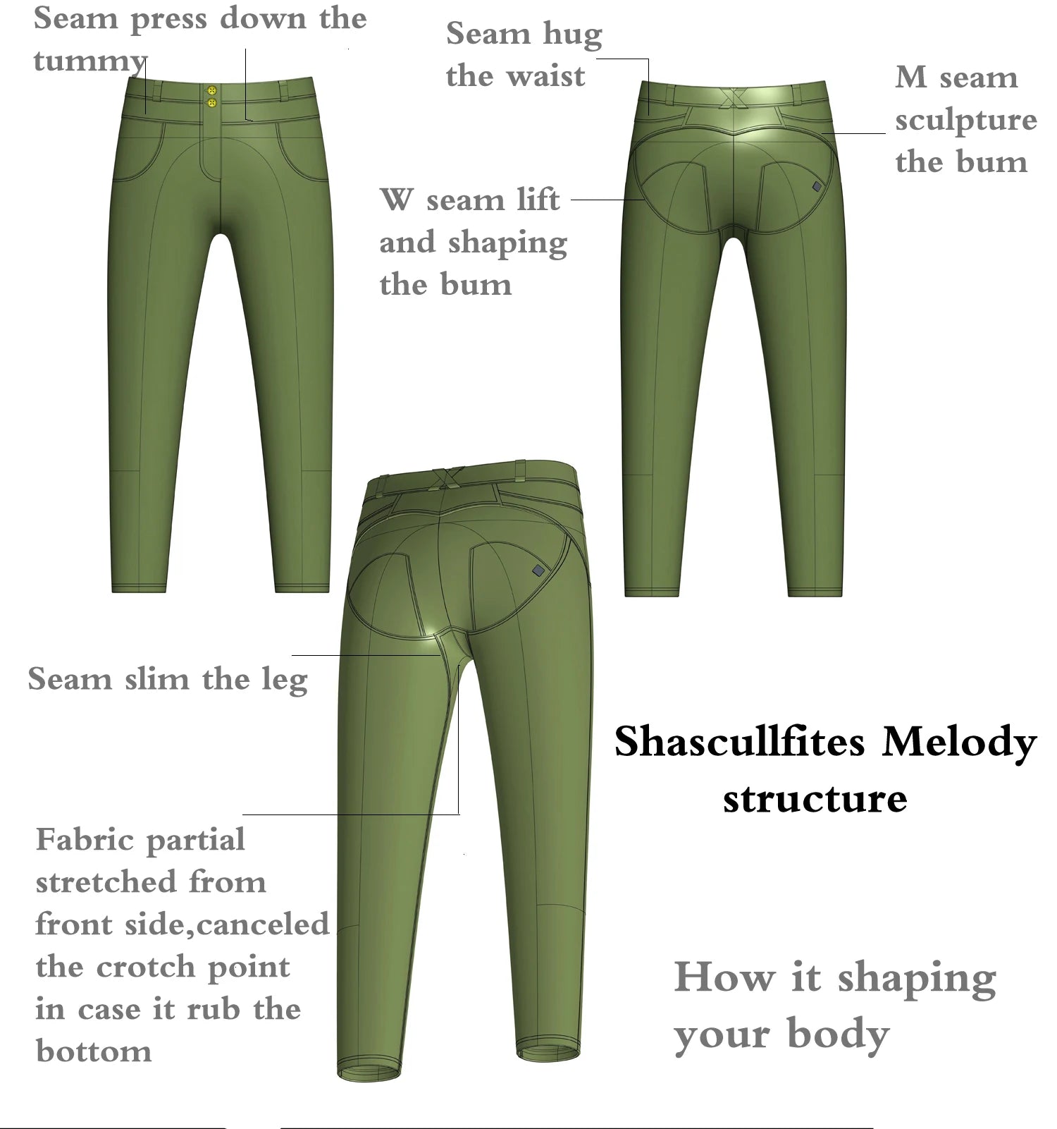 Shascullfites Melody Womens High Waisted Jeans Slim Fit Bum Lift Jean For Girls Push Up Stylish Full Length
