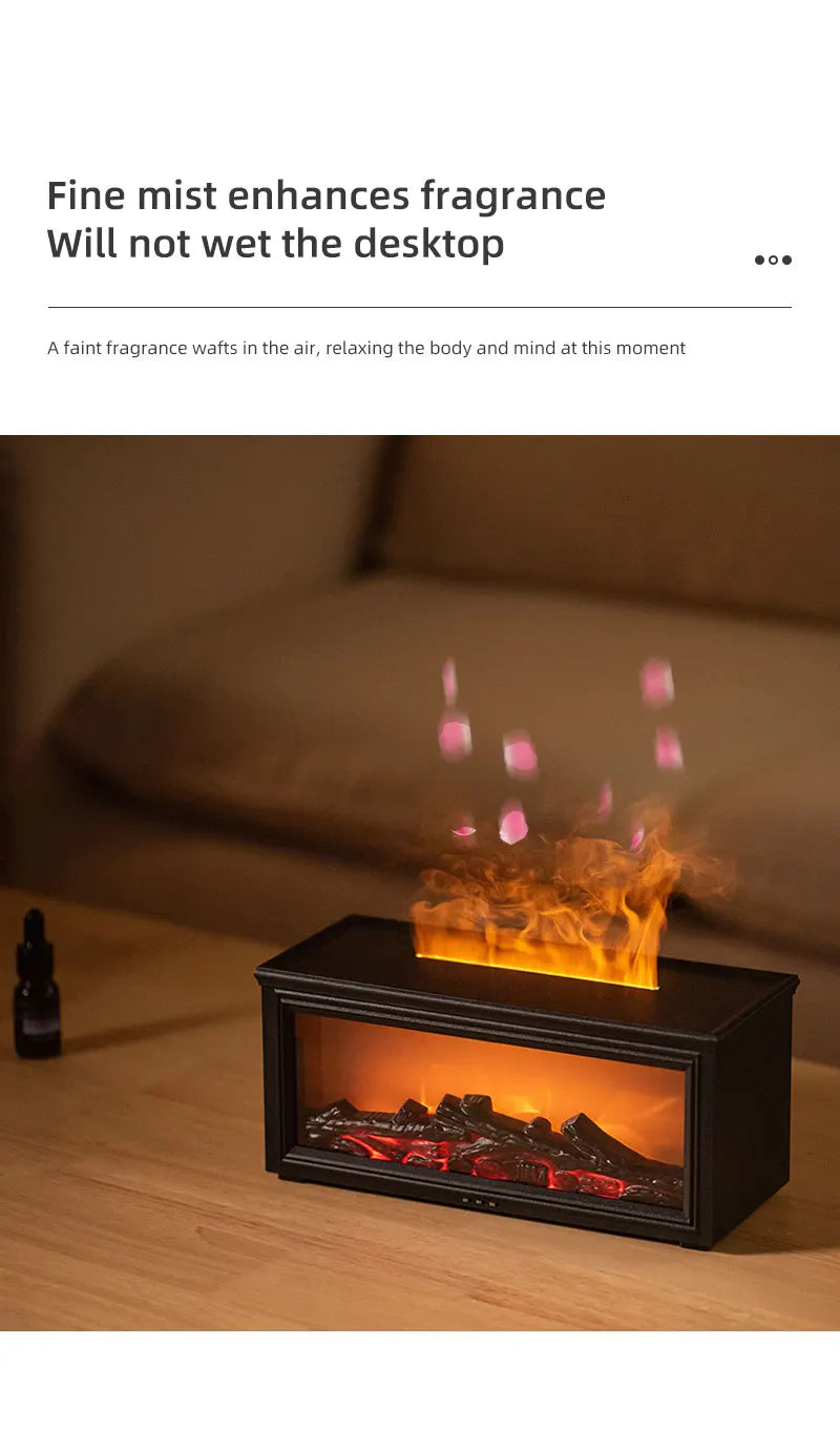 7 colors of essential oil fireplace diffuser mini flame aromatherapy fireplace humidifier aromatherapy oil diffuser AG-HY05