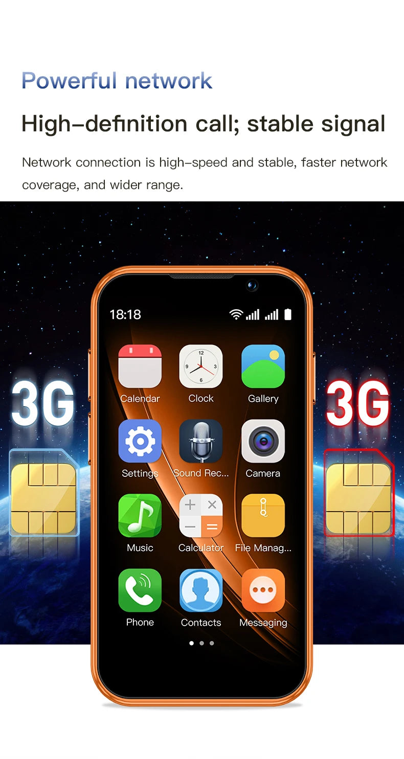 SOYES XS18Pro Mini Smartphone 3.0" Display 2GB RAM 16GB ROM Dual SIM Standby Dual Camera Android 9.0 Apps WiFi i17 Mini Phone