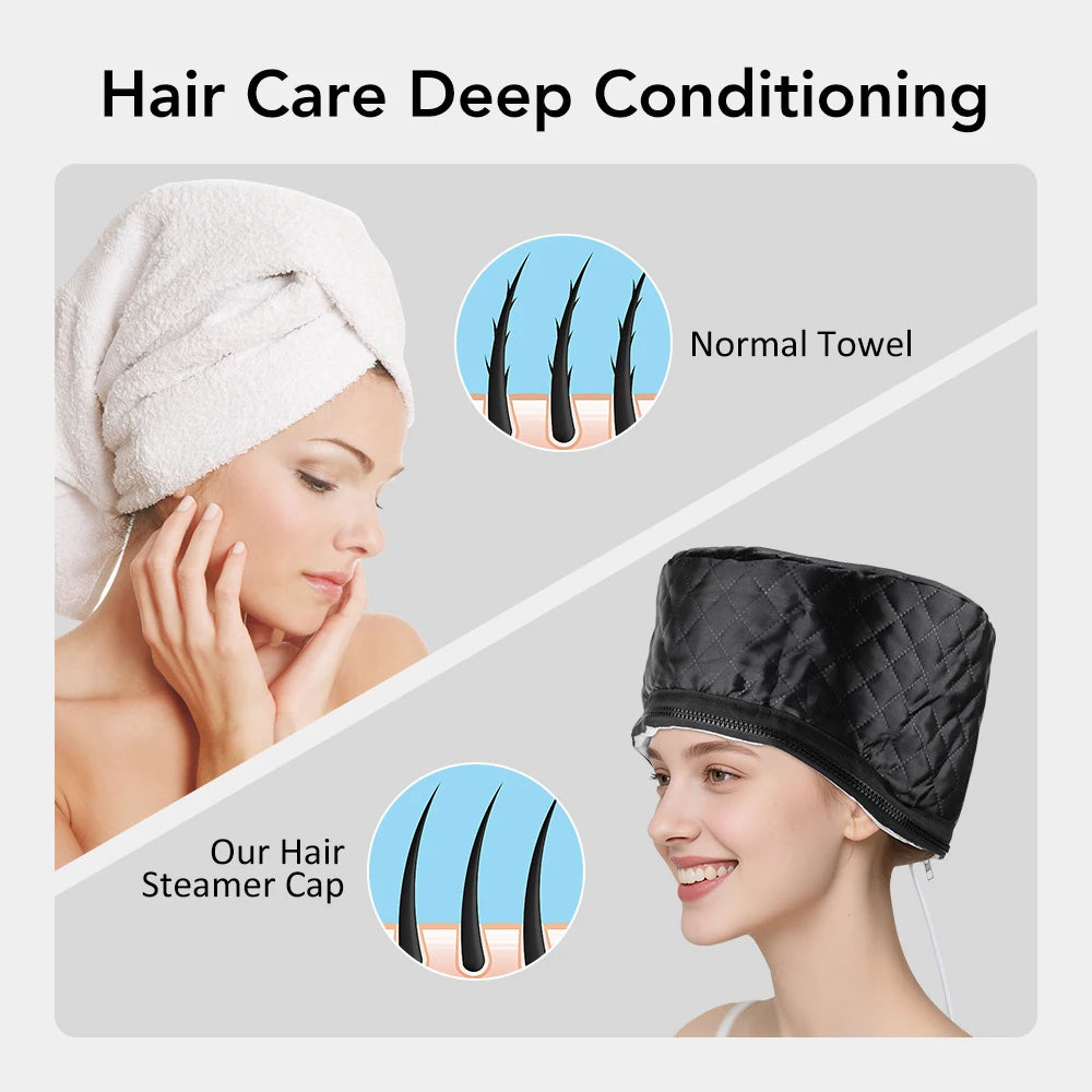 10 Levels Electric Hair Heating Cap Waterproof Hair Steamer Cap Thermal Treatment Hat SPA Nourishing Hair Styling Care