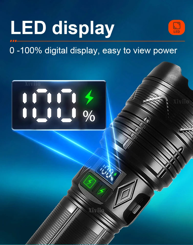 99000000LM 1500W Ultra Powerful Flashlights Rechargeable LED Tactical Torch Super Bright Lamp Outdoor Adventure Fishing Camping