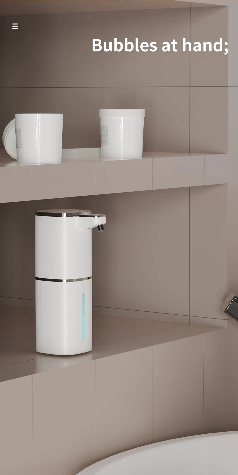 400ML Large Capacity Light Display 4-Levels Adjustable Foam/Liquid Modes Touchless Electric Automatic Smart Sense Soap Dispenser