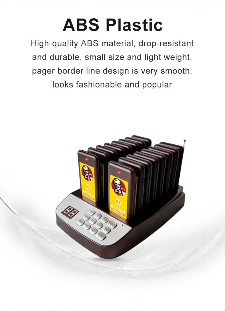Restaurant call pager system 16 coaster buzzer wireless call free custom 20 paegrs waterproof food Cafe