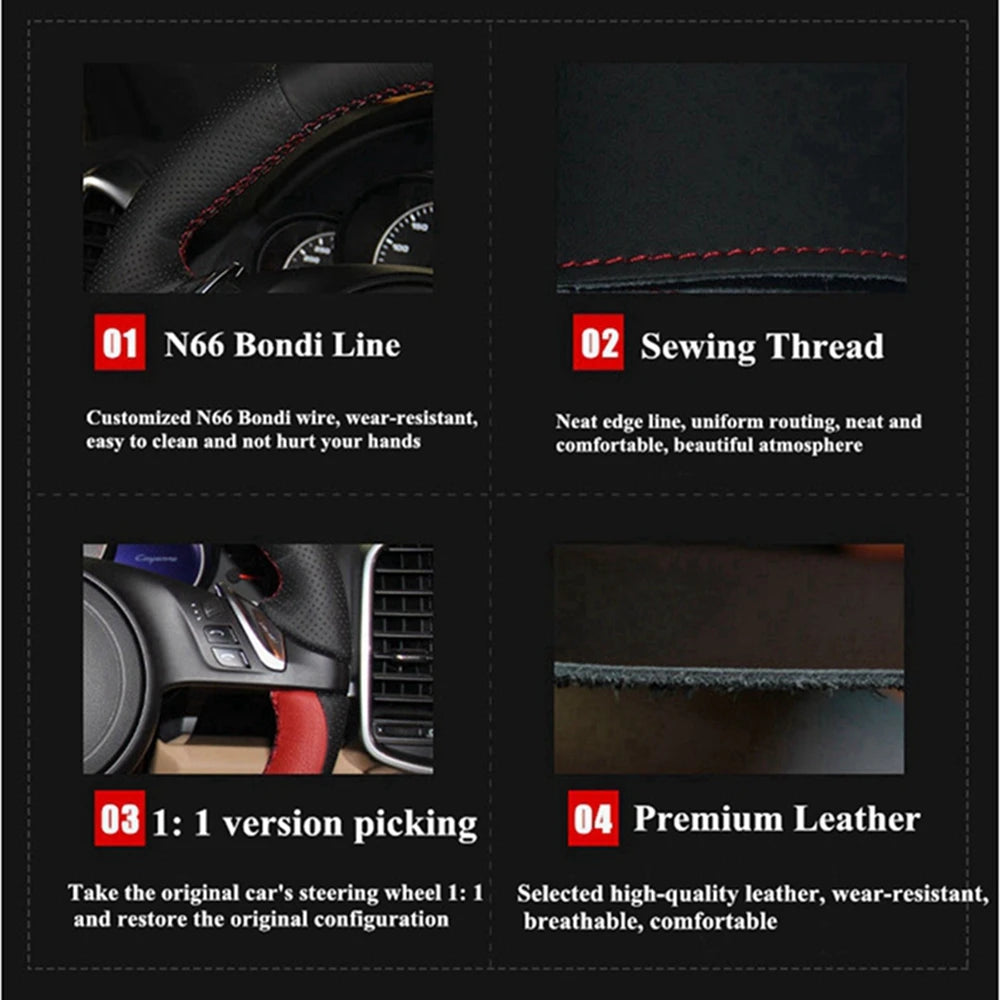 Hand Sewing Perforated Non-slip Microfiber Leather 2006-2008 Ibiza (6L) 2007 Steering Wheel Cover For Seat Leon (Mk2)