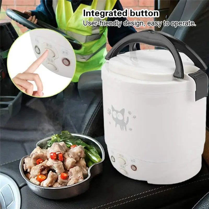 A70Z Fafa】Mini Rice Cooker Car Portable Travel Rice Cooker Non-Stick Multi-Function Rice Cooker Electric Cooker EU Plug