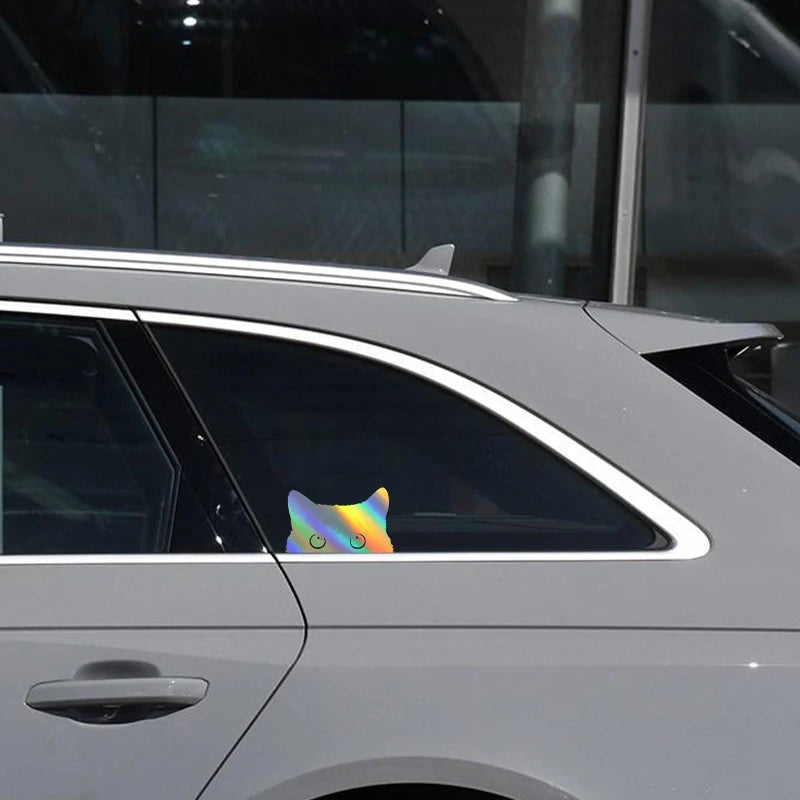 1 piece Hot  Car Sticker Accessories Poor Cat Is Stealing with Big Eyes Watch Vinyl Car Styling Cover Waterproof  PVC
