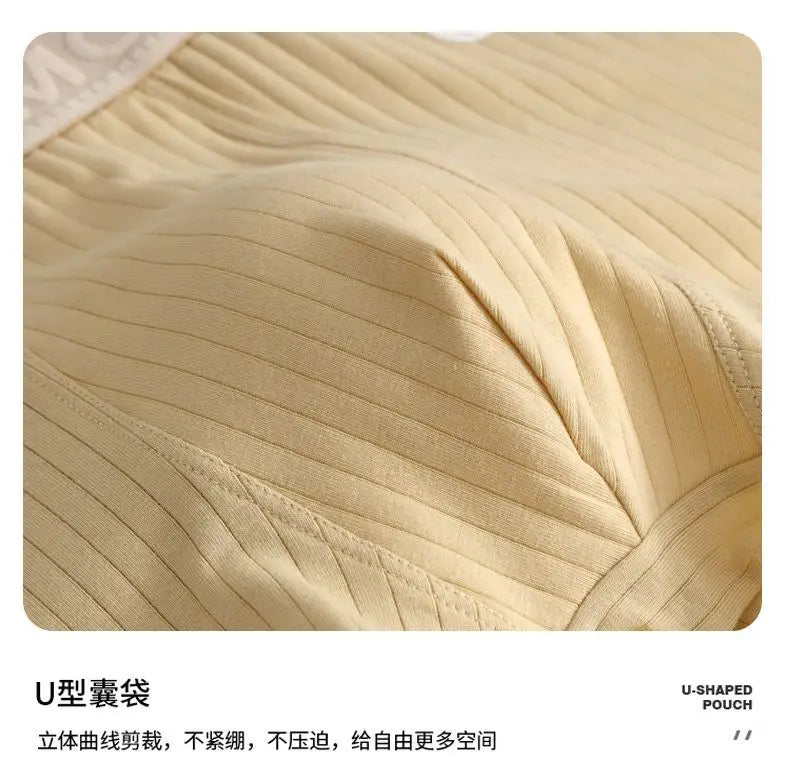 1/3PCS Solid Striped Men's Boxer Sexy Breathable Mesh U Crotch Underwear High Elastic Widen Waistband Underpants sports
