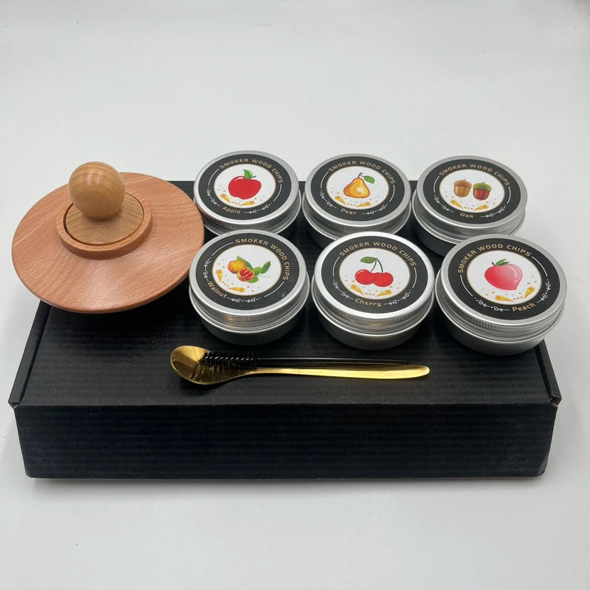 4/6 Flavors Whiskey Smoker Kit  Classic Cocktail Infuser Set with Wood Chips Smoker for Bourbon Whiskey Gifts, Birthday Present