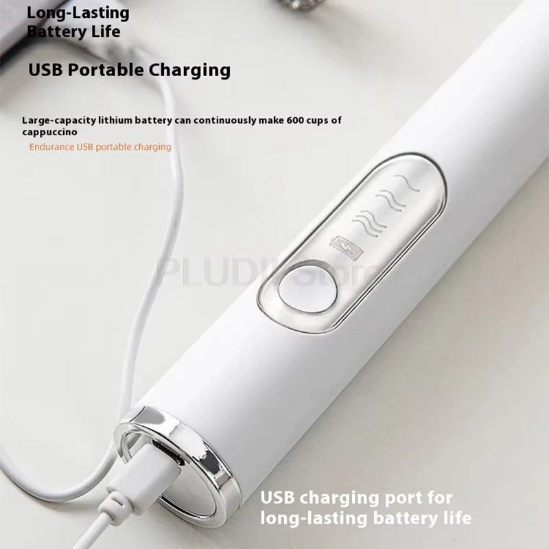 1 Electric Milk Frother, Dual Stick Rechargeable 3-Speed Handheld Egg Beater, Coffee Frother, Cream Blender, Travel Blender