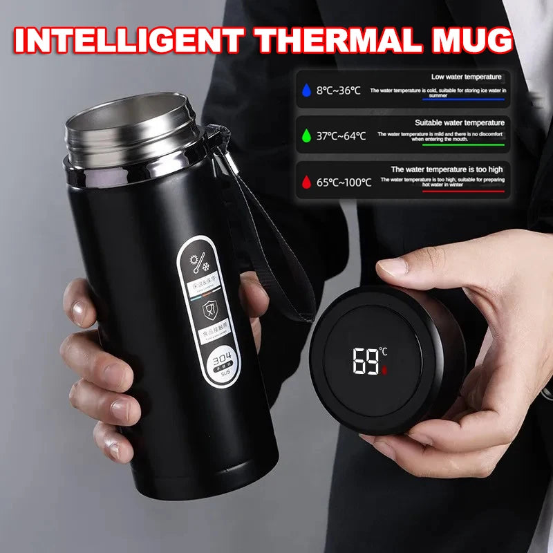 New Vacuum Flask Portable Cups Stainless Steel Thermos Bottle with LED Temperature Display Sus304 Tea Water Bottle