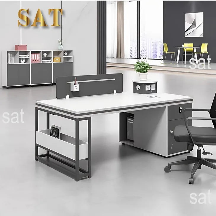 ！@Office Staff Desk and Chair Set: Simple, Modern, 4/6-person, Double-seat, Office Screen Cubicles, Financial Workstations
