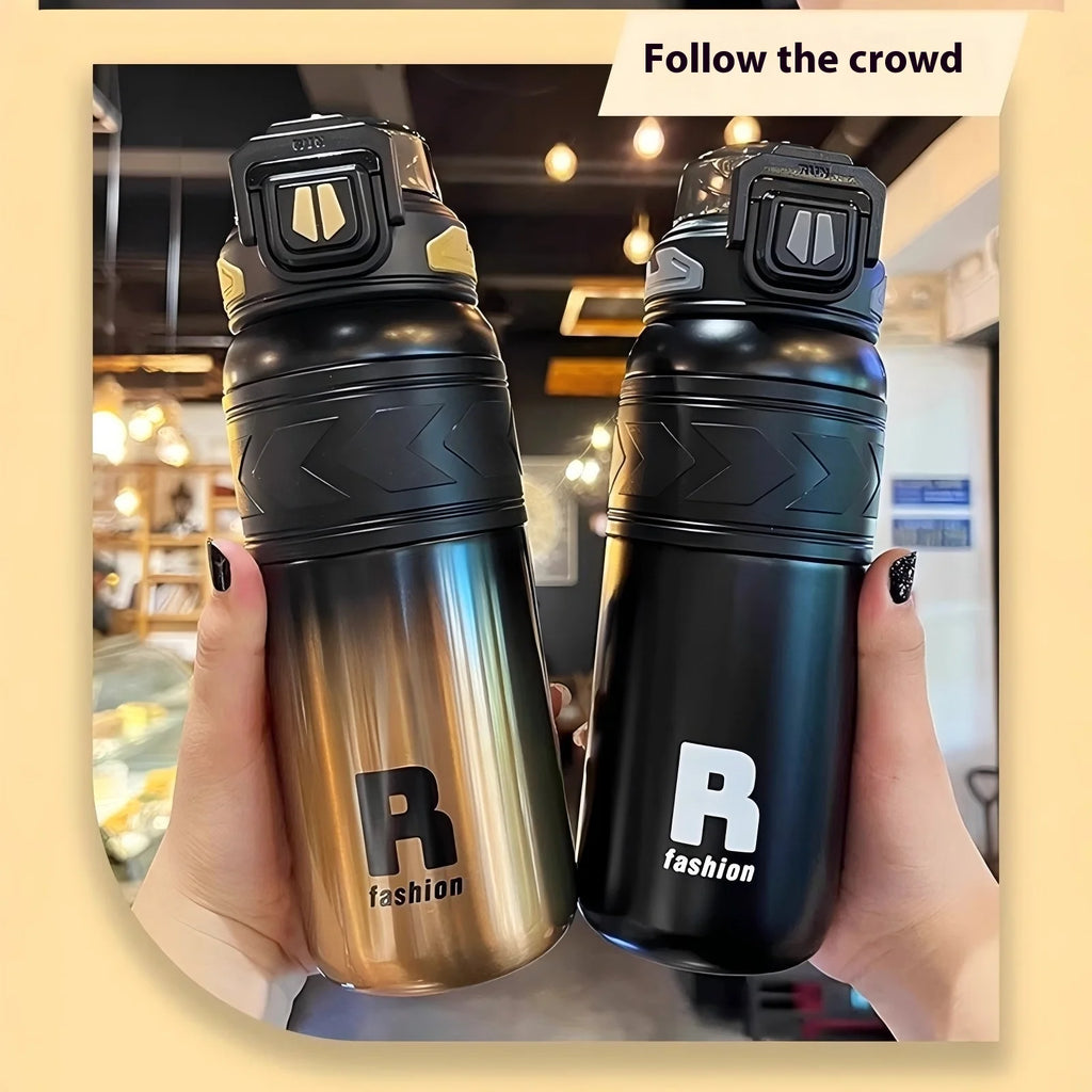 Young and Energetic Sports Straw Water Bottle  Stainless Steel Large-capacity Car Cup Student Outdoor Sports Portable Water Cup